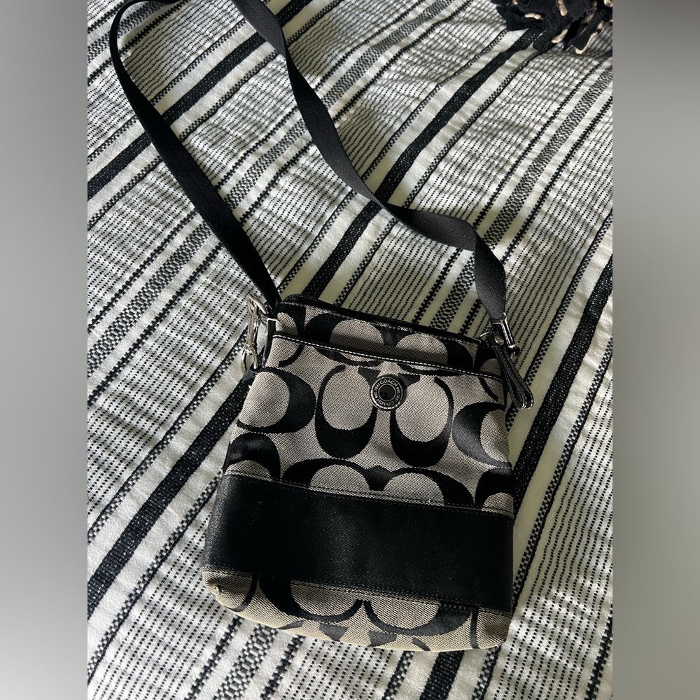 Coach black & gray crossbody bag